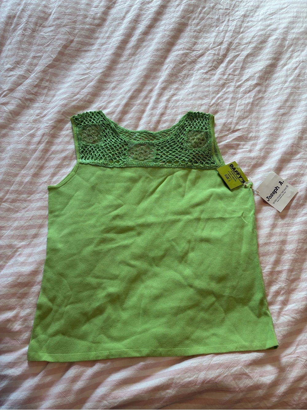 Joseph Lime Green Crochet Yoke Tank Top
